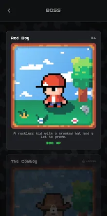 GYM RPG boss selection screen for the party boss fight